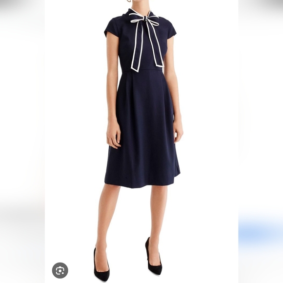 J. Crew Dresses & Skirts - J.Crew Tie-Neck Dress Women's 2 Blue Preppy Academia Retro Y2K Office Career